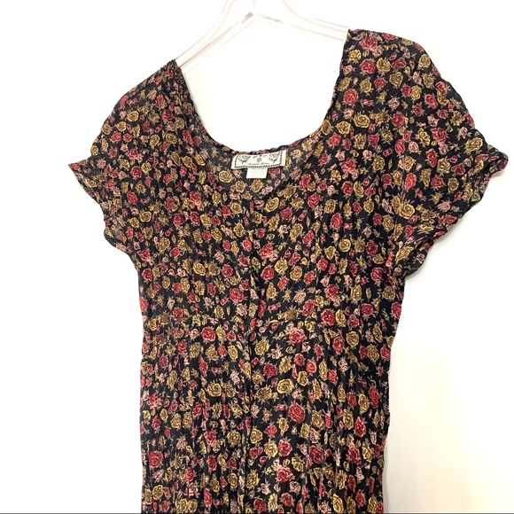 Vtg Maxi Dress Rose Floral Print - Picture 11 of 11